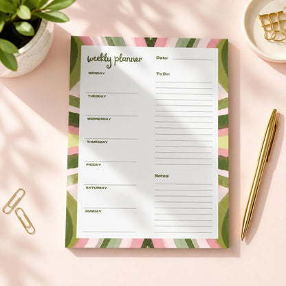 Weekly Planner Notepad | Pink & Green