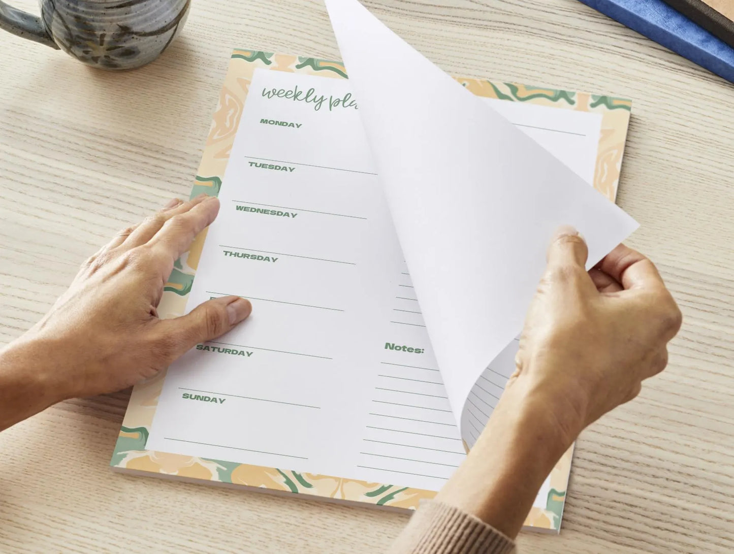 Floral Weekly Planner Notepad | Yellow & Green