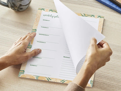 Floral Weekly Planner Notepad | Yellow & Green