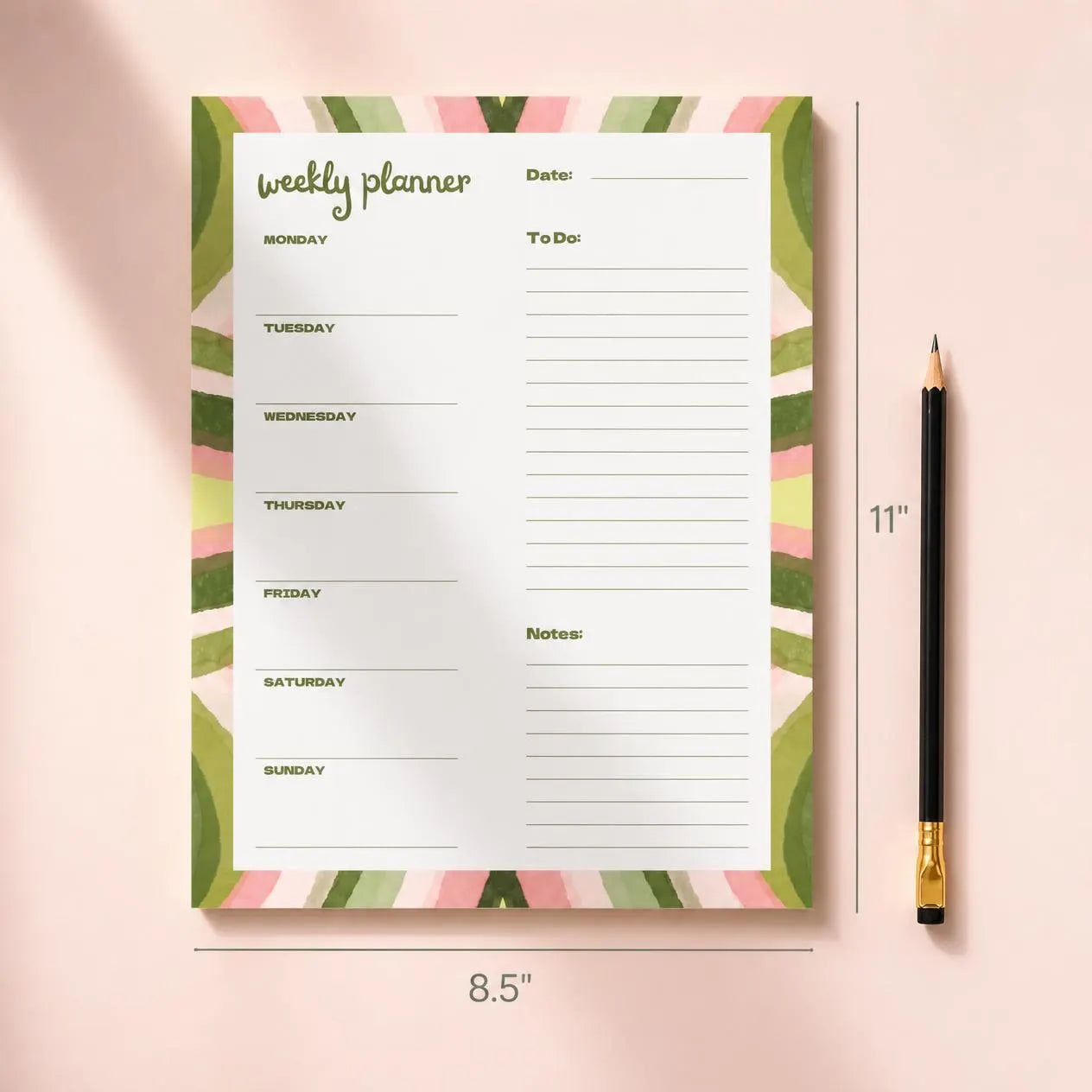 Weekly Planner Notepad | Pink & Green