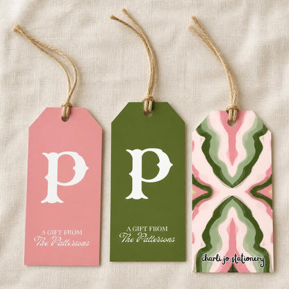 Olive Green Watercolor Gift Tag Set