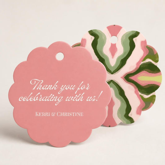 Geo Wavy Gift Tag Set | Pink/Green