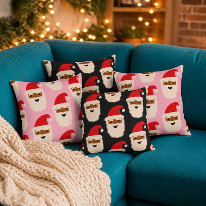 Santa Throw Pillow Cover | Black