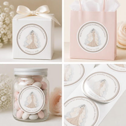 Bridal Shower Sticker Set in Beige